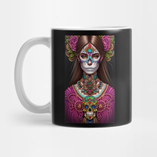 Colorful Sugar Skull Art - Striking Woman in Makeup Mug